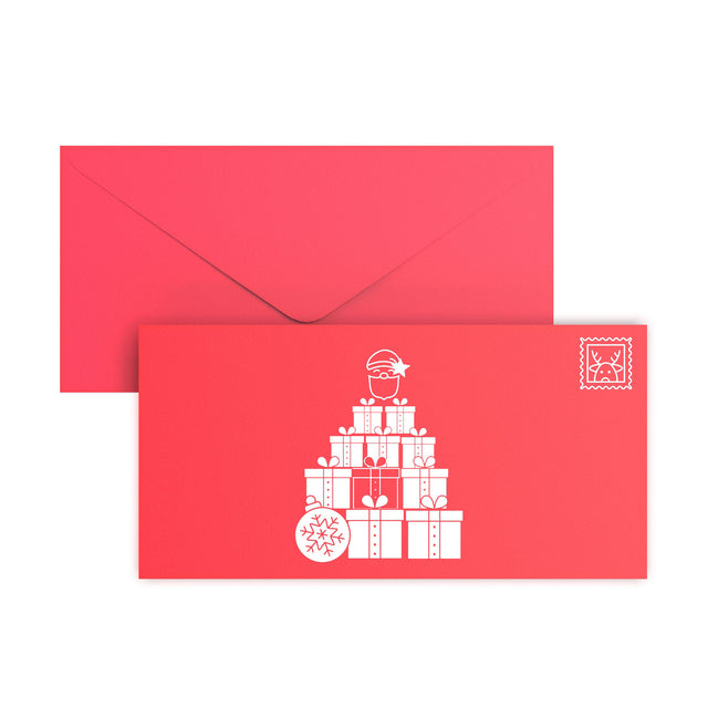 Christmas Envelopes Santa Clause Dark Red 110 x 220 mm (DL)
