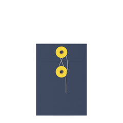 Coloured envelopes with string and washer closure Navy Blue + Yellow 162 x 114 mm (C6)