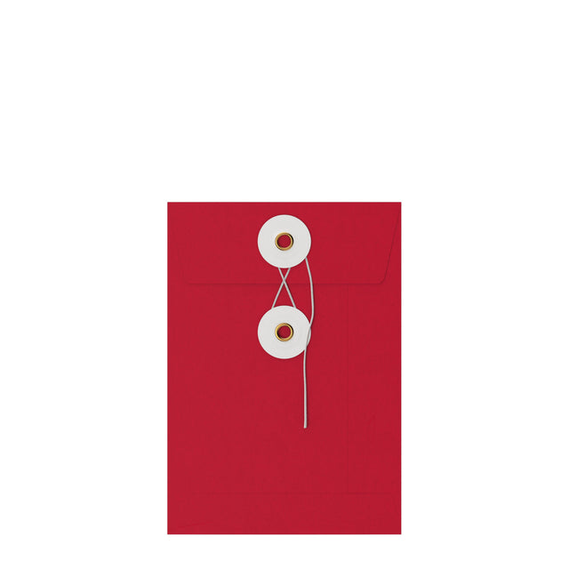 Coloured envelopes with string and washer closure Red + White 162 x 114 mm (C6)
